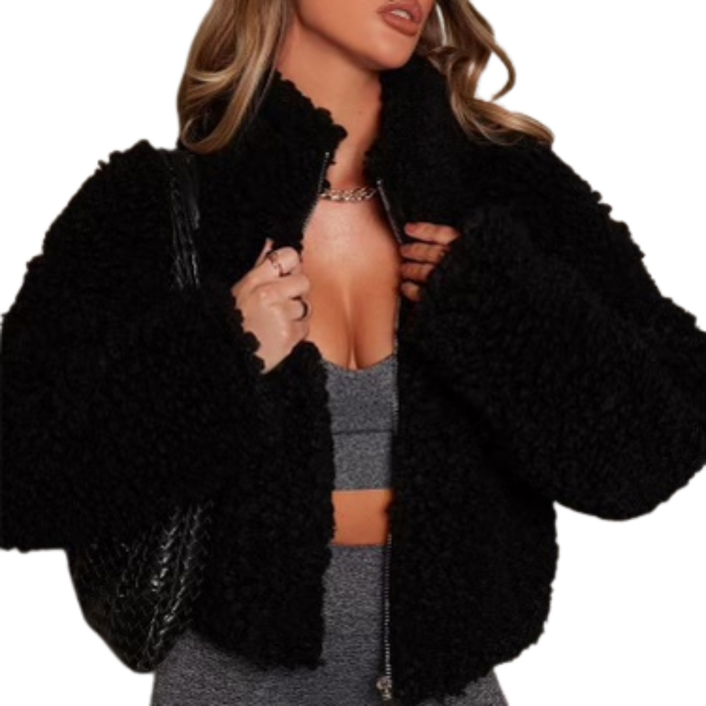 Plus Size Lamb Wool Cardigan